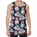 Hipster Frog Pattern Print Men's Velvet Tank Top