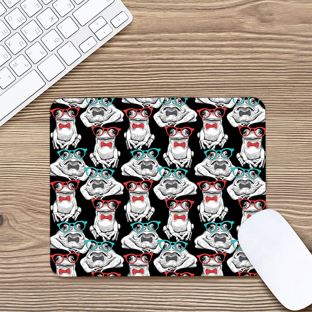 Hipster Frog Pattern Print Mouse Pad