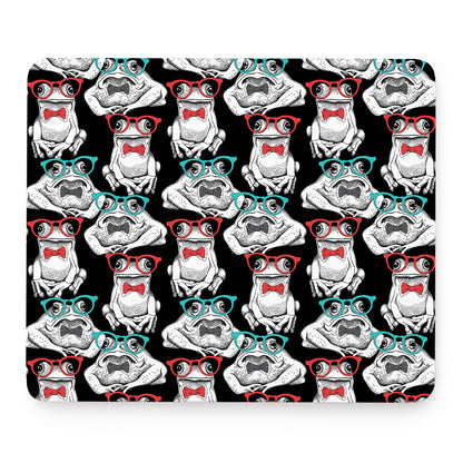 Hipster Frog Pattern Print Mouse Pad