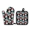 Hipster Frog Pattern Print Oven Mitt And Pot Holder Set