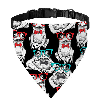 Hipster Frog Pattern Print Over The Collar Dog Bandana
