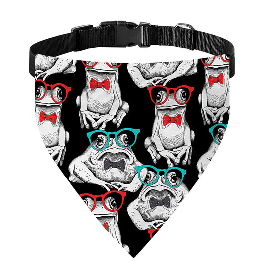 Hipster Frog Pattern Print Over The Collar Dog Bandana
