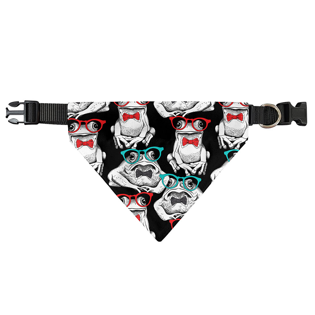 Hipster Frog Pattern Print Over The Collar Dog Bandana