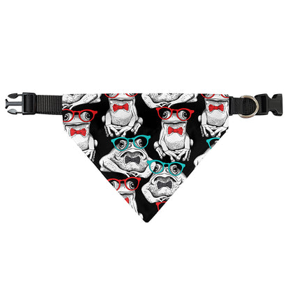 Hipster Frog Pattern Print Over The Collar Dog Bandana