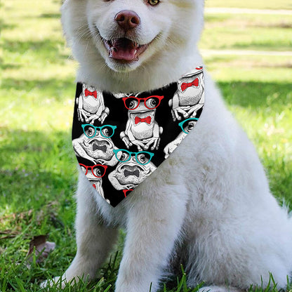 Hipster Frog Pattern Print Over The Collar Dog Bandana