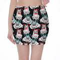 Hipster Frog Pattern Print Pencil Mini Skirt