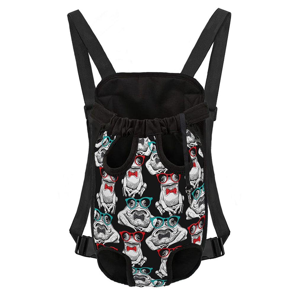 Hipster Frog Pattern Print Pet Carrier Backpack