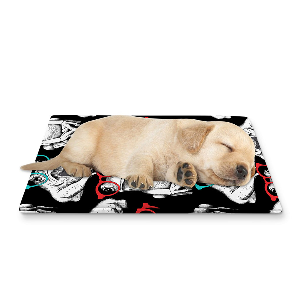 Hipster Frog Pattern Print Pet Cooling Mat Cover