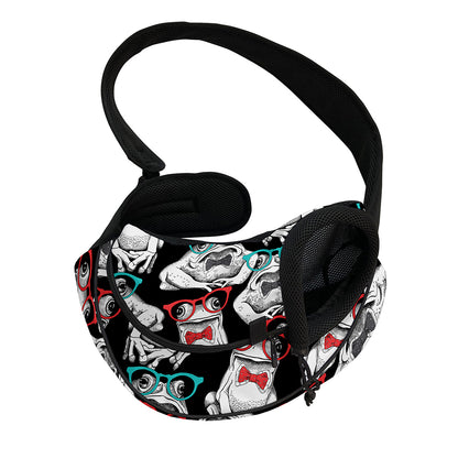 Hipster Frog Pattern Print Pet Sling Carrier