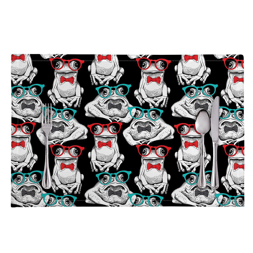Hipster Frog Pattern Print Placemat
