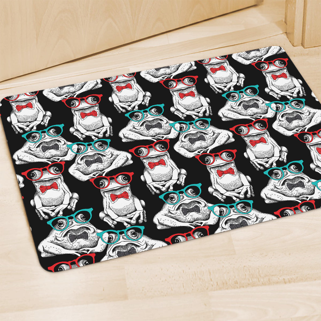 Hipster Frog Pattern Print Polyester Doormat