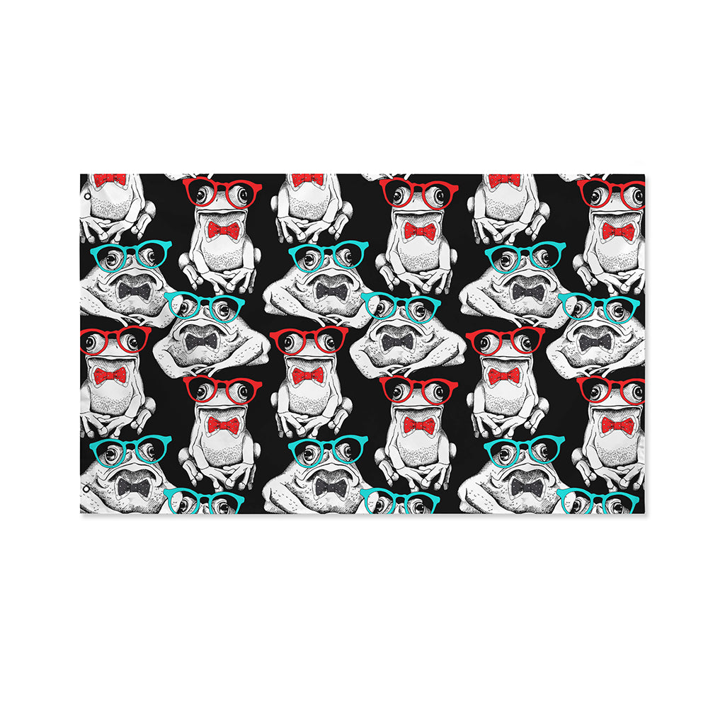 Hipster Frog Pattern Print Polyester Flag