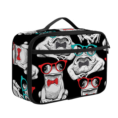 Hipster Frog Pattern Print Portable Lunch Bag