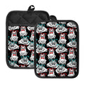 Hipster Frog Pattern Print Pot Holders With Pocket