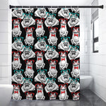 Hipster Frog Pattern Print Premium Shower Curtain