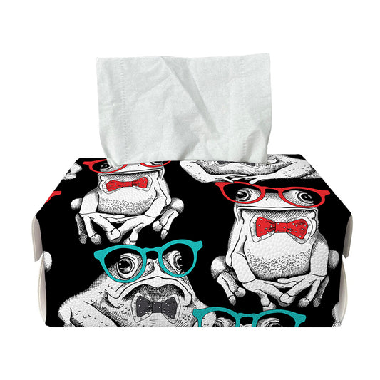 Hipster Frog Pattern Print Rectangle Tissue Box Cover
