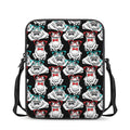Hipster Frog Pattern Print Rectangular Crossbody Bag