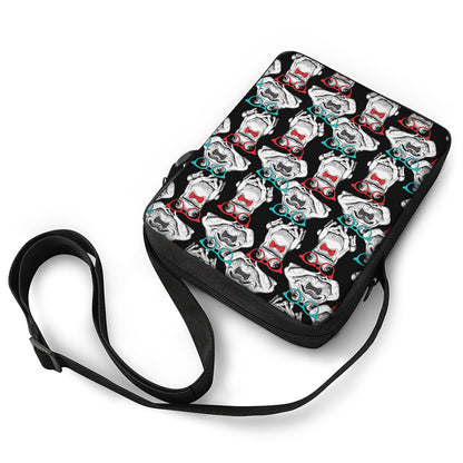Hipster Frog Pattern Print Rectangular Crossbody Bag