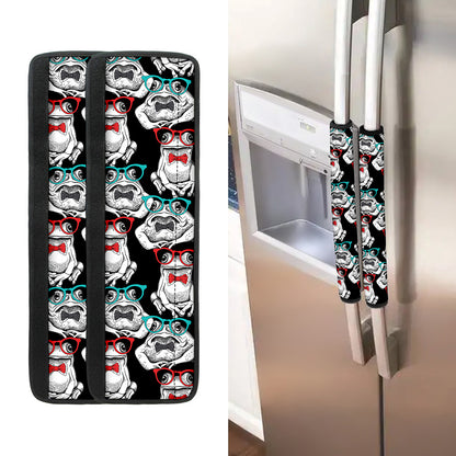 Hipster Frog Pattern Print Refrigerator Handle Covers