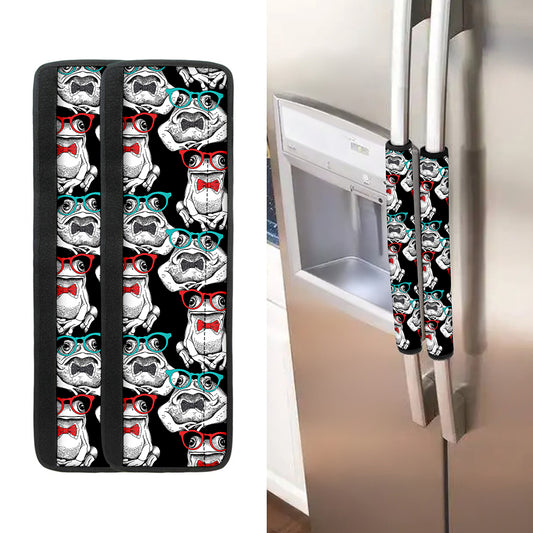 Hipster Frog Pattern Print Refrigerator Handle Covers