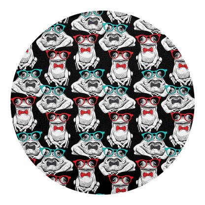 Hipster Frog Pattern Print Round Blanket