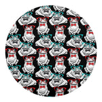 Hipster Frog Pattern Print Round Blanket