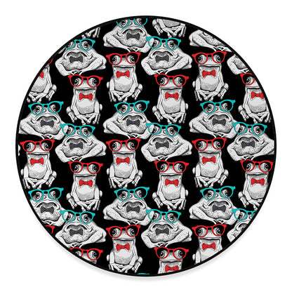Hipster Frog Pattern Print Round Floor Mat