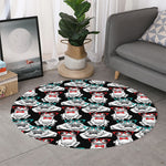 Hipster Frog Pattern Print Round Rug