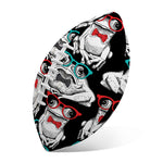 Hipster Frog Pattern Print Rugby Ball