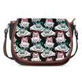 Hipster Frog Pattern Print Saddle Bag