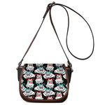 Hipster Frog Pattern Print Saddle Bag