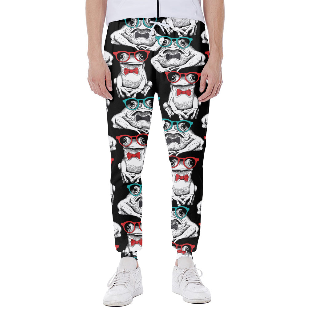 Hipster Frog Pattern Print Scuba Joggers