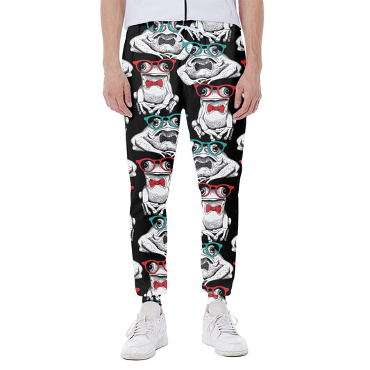 Hipster Frog Pattern Print Scuba Joggers