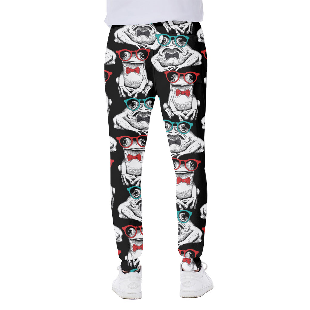 Hipster Frog Pattern Print Scuba Joggers