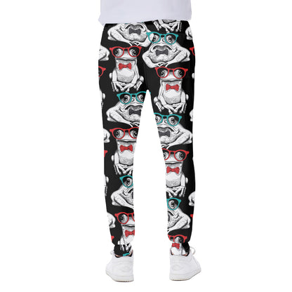 Hipster Frog Pattern Print Scuba Joggers