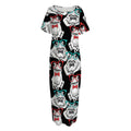 Hipster Frog Pattern Print Short Sleeve Long Nightdress