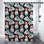 Hipster Frog Pattern Print Shower Curtain