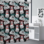 Hipster Frog Pattern Print Shower Curtain