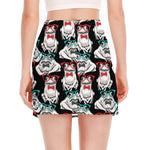 Hipster Frog Pattern Print Side Slit Mini Skirt