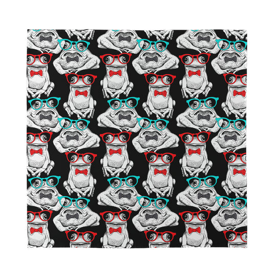 Hipster Frog Pattern Print Silk Bandana