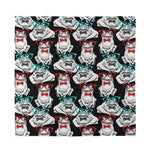 Hipster Frog Pattern Print Silk Bandana