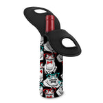 Hipster Frog Pattern Print Single Neoprene Wine Tote