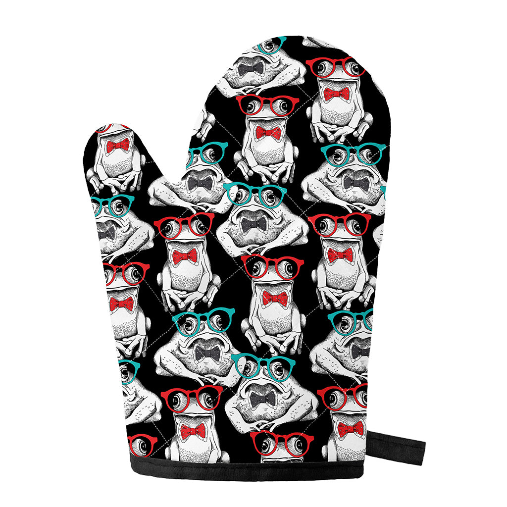Hipster Frog Pattern Print Single Oven Mitt