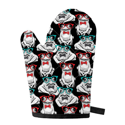 Hipster Frog Pattern Print Single Oven Mitt