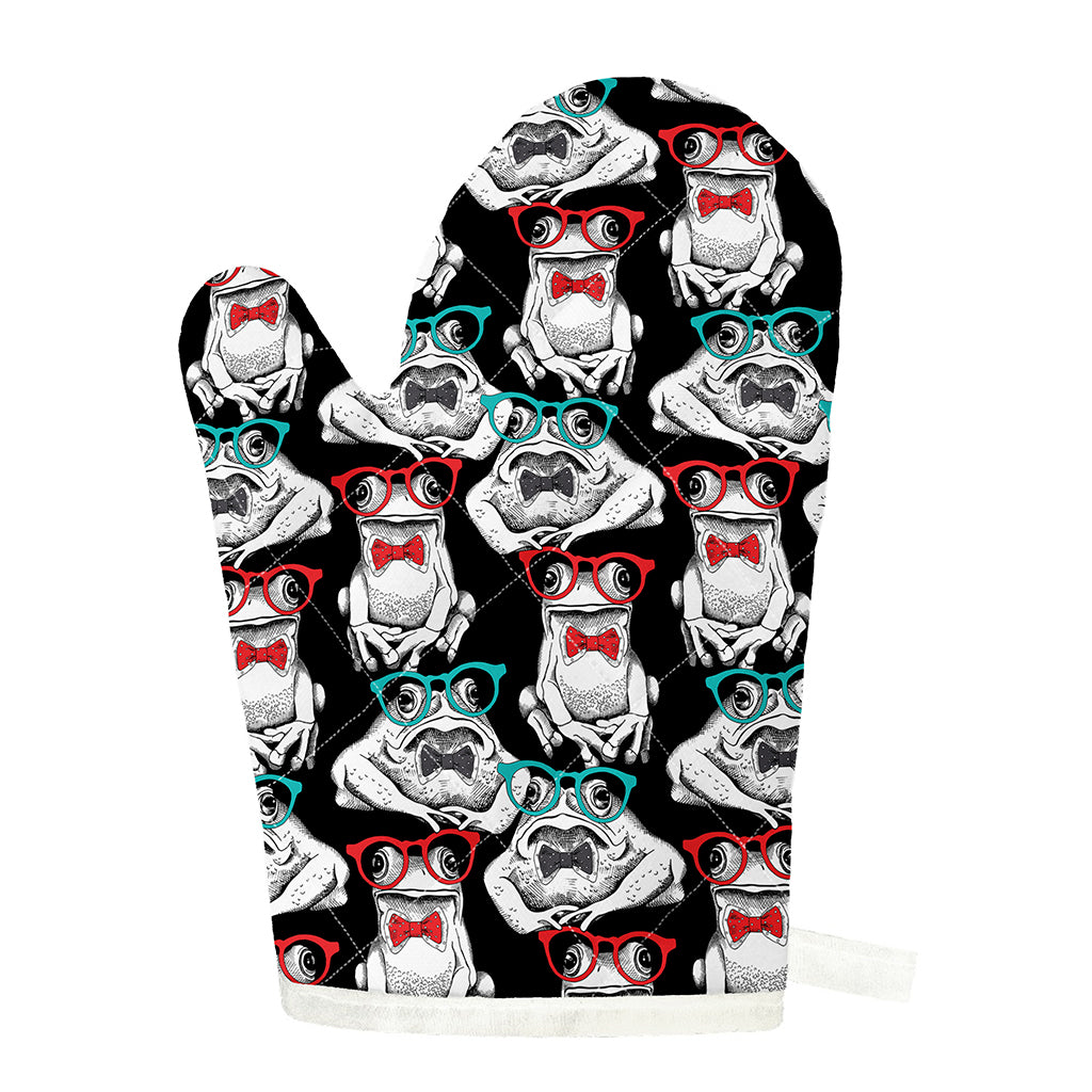 Hipster Frog Pattern Print Single Oven Mitt
