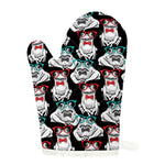 Hipster Frog Pattern Print Single Oven Mitt