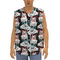 Hipster Frog Pattern Print Sleeveless Baseball Jersey