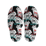 Hipster Frog Pattern Print Slippers