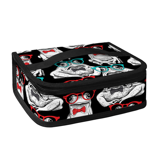 Hipster Frog Pattern Print Small Lunch Bag
