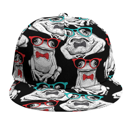 Hipster Frog Pattern Print Snapback Cap